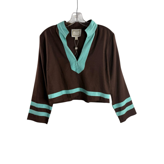 SAIL TO SABLE Size MED Brown/Aqua Long Sleeve SKIRT SUIT