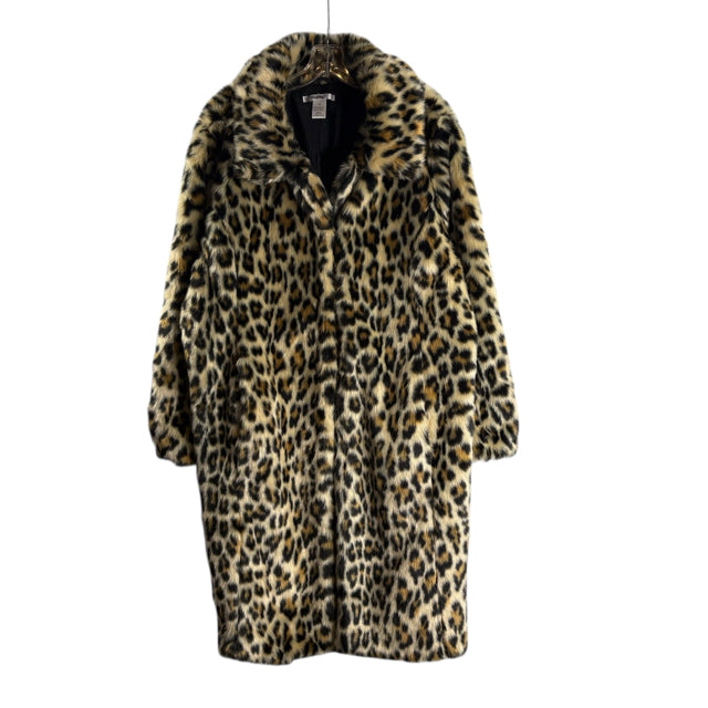 MASSEYS Size 1X Tan/Black Animal Faux Fur COAT