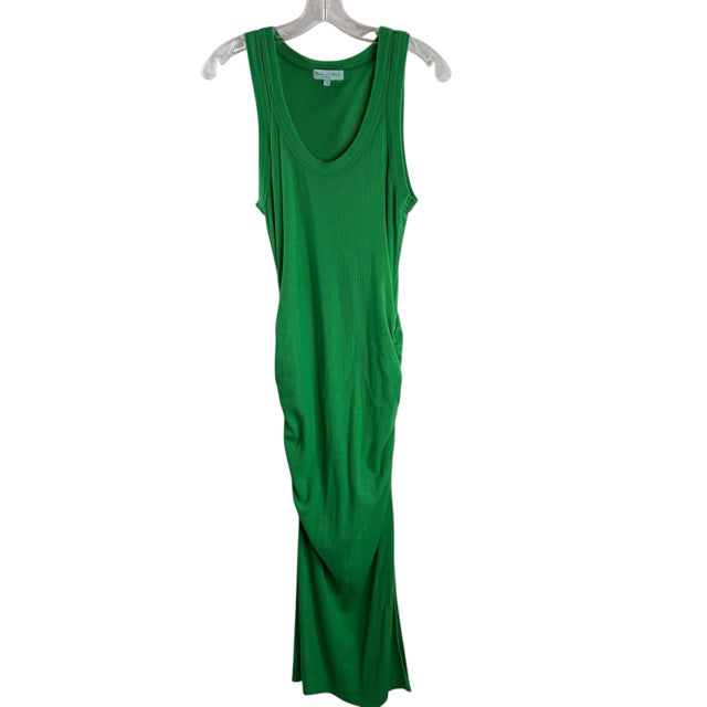 MICHAEL STARS Size MEDIUM Green Ruched Sleeveless Cotton Blend DRESS