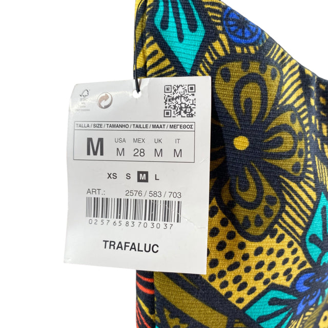 ZARA TRF Size MEDIUM Gold/Multi Print Strappy Polyester NWT DRESS
