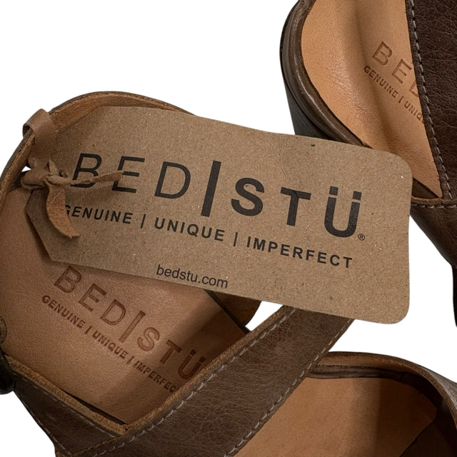 BED STU Size 7 Brown/Gray Block Heel Leather/Wood NWT SHOE