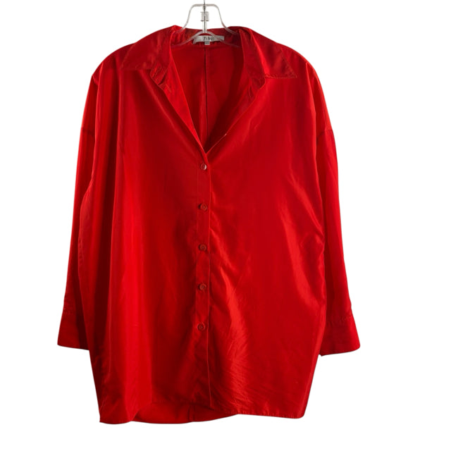 TIBI Size XX-SMALL Orange Long Sleeve Button Front Polyester BLOUSE