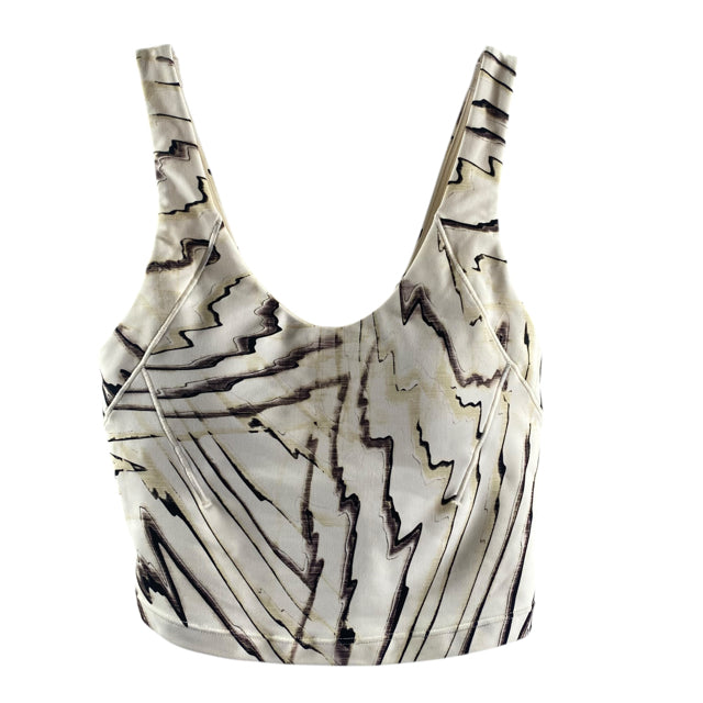 CALLA Size X-SMALL Cream/Brown Swirl Crop Tank ACTIVE TOP