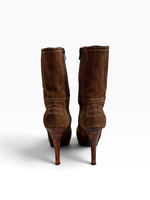 CASADEI Size 7 Brown Ankle Suede BOOT