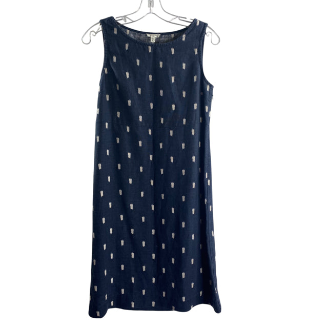GARNET HILL Size 2 Blue/White Print Sleeveless Linen DRESS