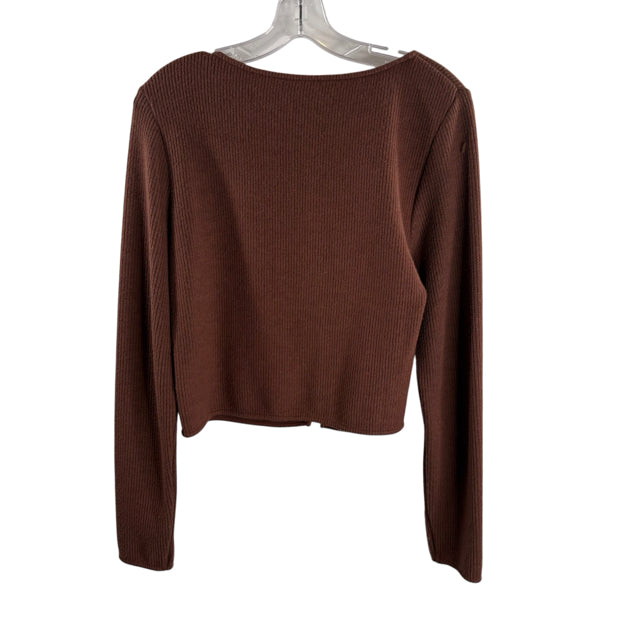 PILCRO Size LARGE Brown Long Sleeve Crop SWEATER