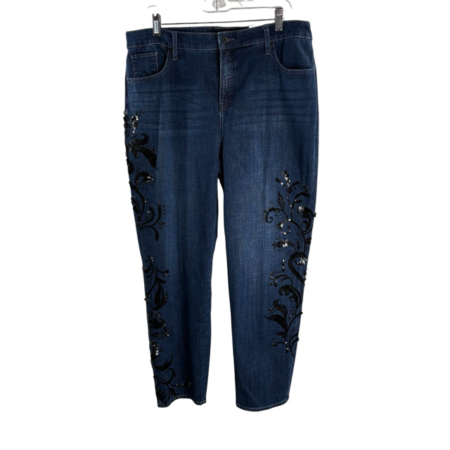 CHICOS Size 16 Blue Embellished NWT JEANS