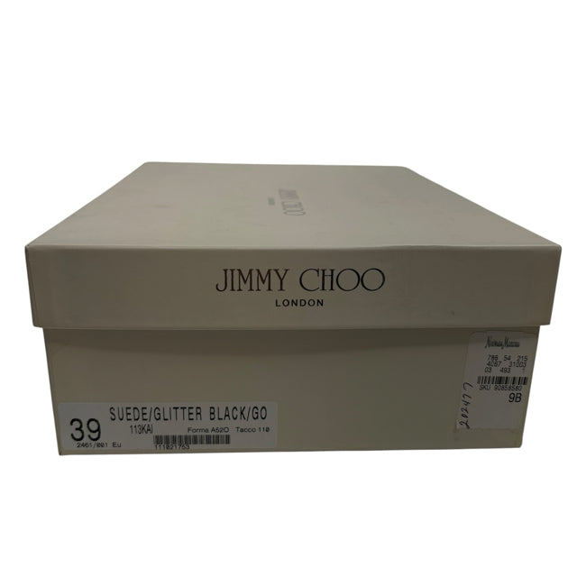JIMMY CHOO Size 39 Black/gold Sandal PRICED FOR CONDITION SHOE