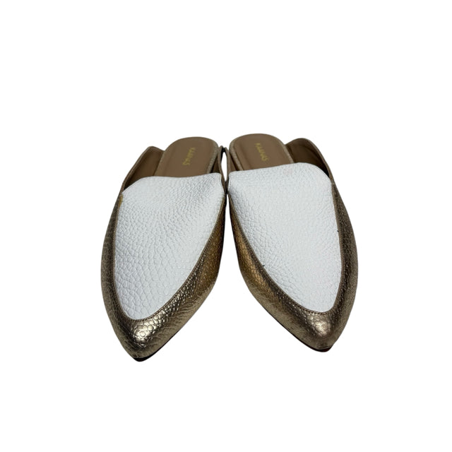 KAANAS Size 9 Gold/White Slide Faux Leather SHOE