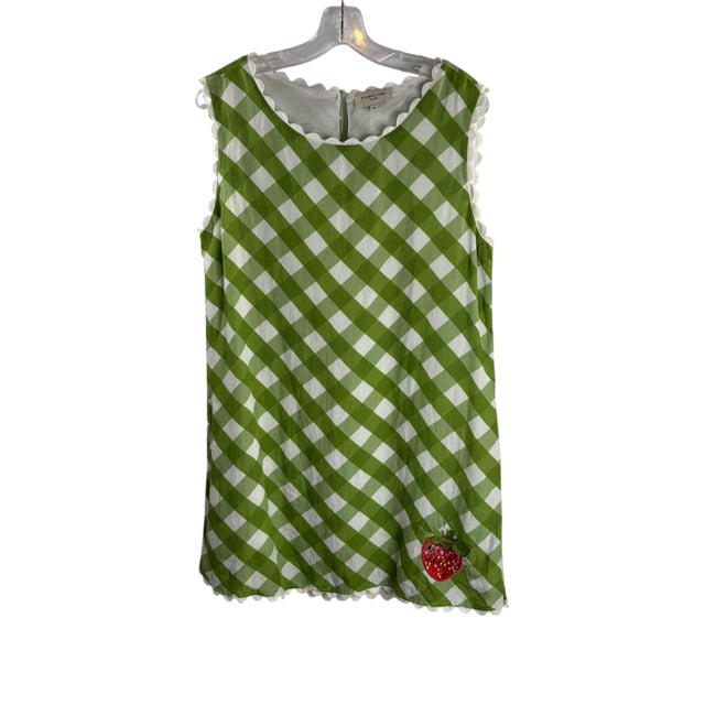 ELIZABETH JAMES Size EURO 38 Green/White Plaid Sleeveless DRESS