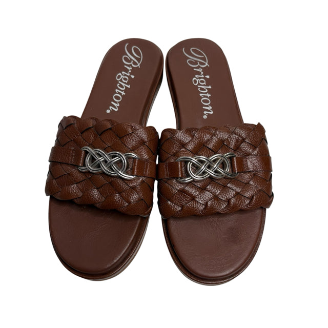 BRIGHTON Size 9 Brown Slide Sandals Leather NWOT SHOE