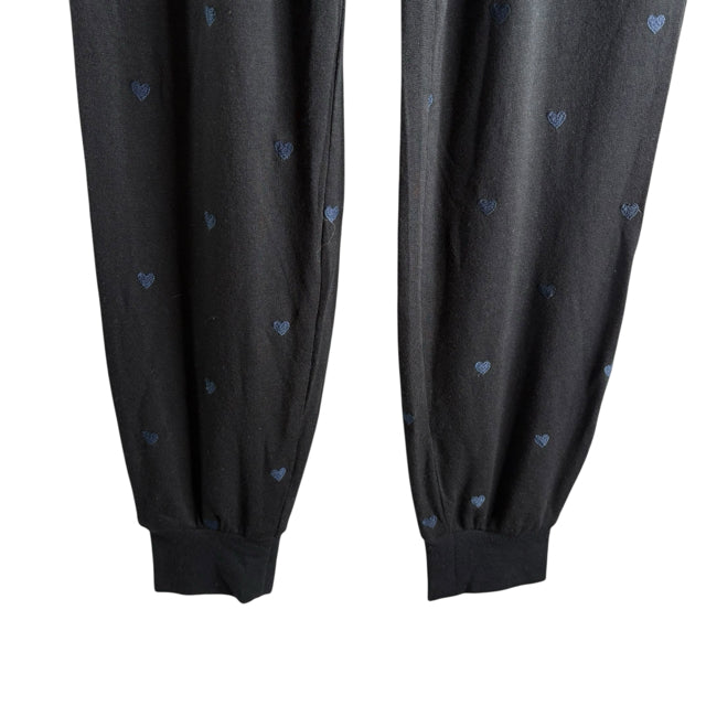 SPLENDID Size SMALL Black Hearts Joggers PANTS