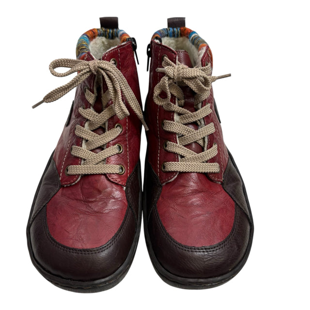 RIEKER Size 9 1/2 Burgundy/Brown Ankle Boot BOOT