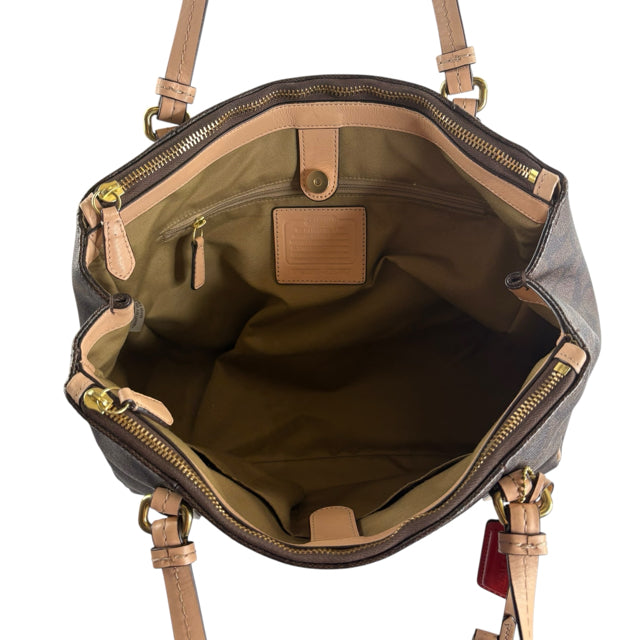 COACH Brown/Tan Monogram Coated Canvas Shoulder PURSE