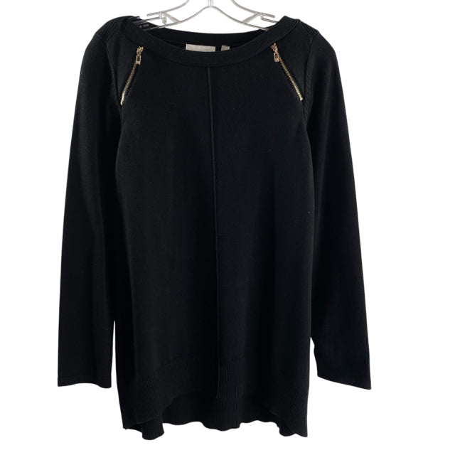 RAFAELLA Size MEDIUM Black Zippers Long Sleeve SWEATER