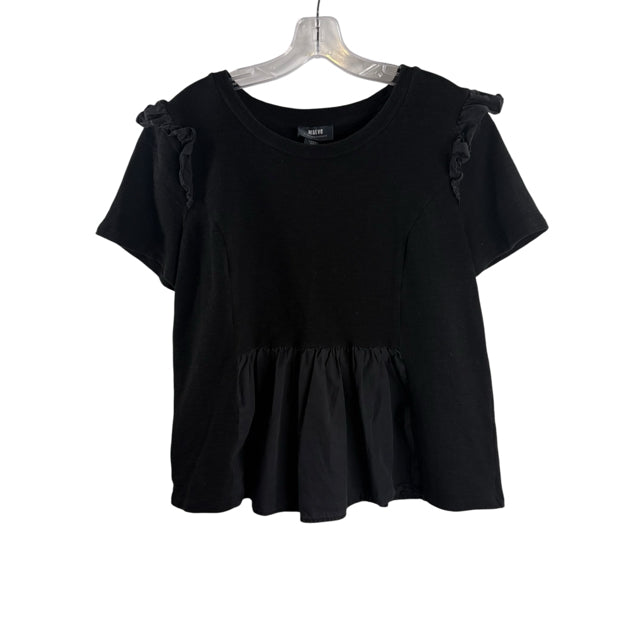 MAEVE Size LARGE Black Short Sleeve Cotton TOP