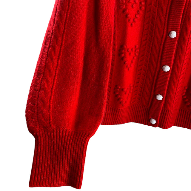 CHARTER CLUB Size MEDIUM Red Cable Long Sleeve Cardigan Cashmere NWT SWEATER