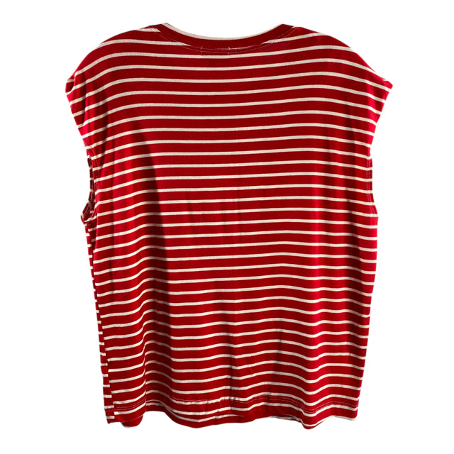 IF SHE LOVES Size MED Red/White Stripe Cap Sleeve Rayon TOP