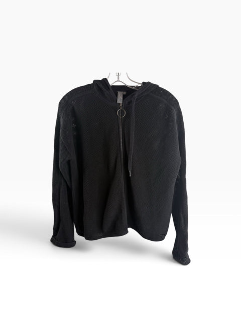 SWEATY BETTY Size SMALL Black Long Sleeve Hoodie Mesh TOP