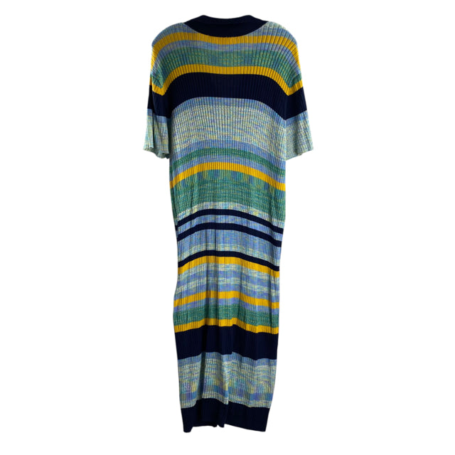 TERRA & SKY Size 3X Blue/Multi Stripe Short Sleeve DRESS