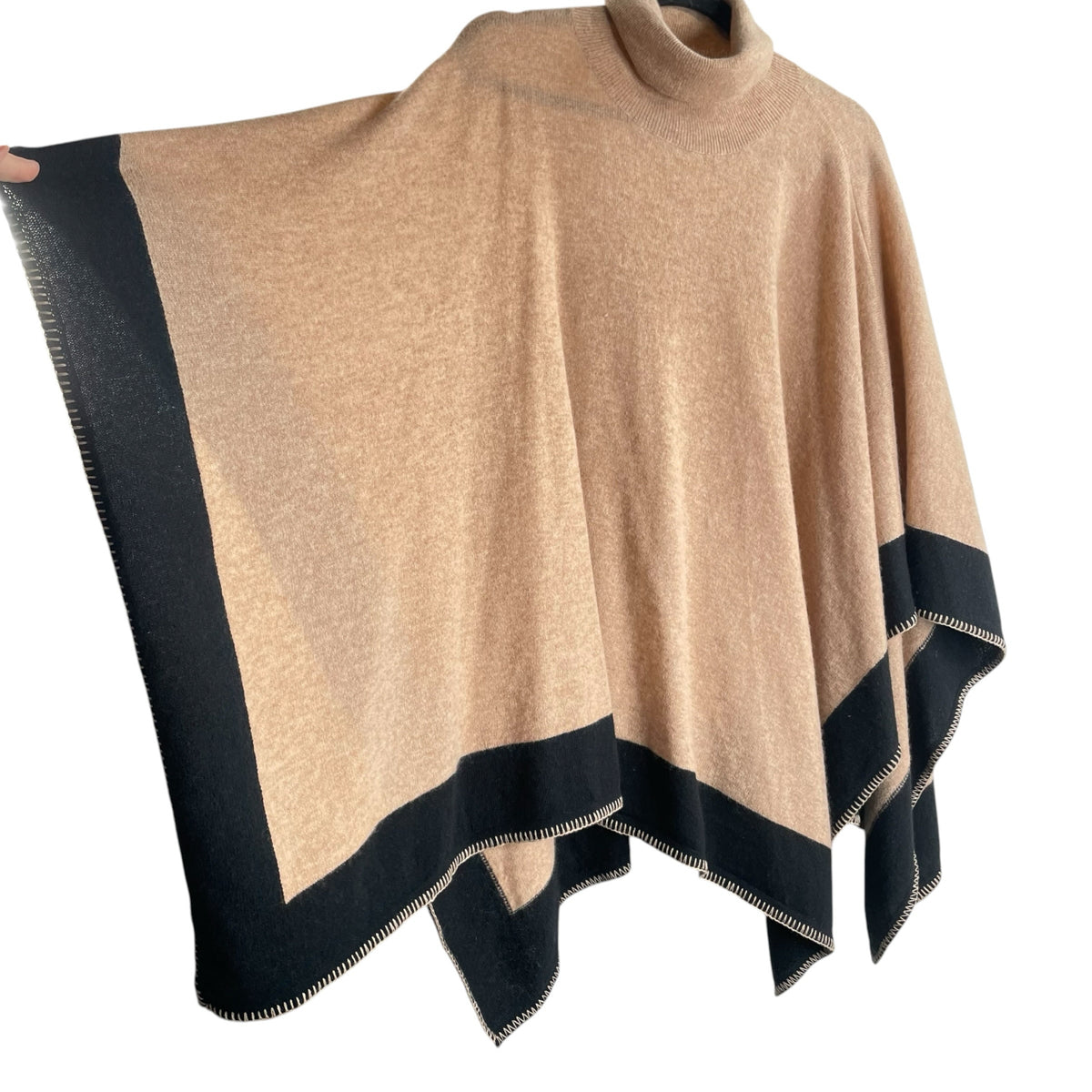 J MCLAUGHLIN Camel/Black Cashmere PONCHO