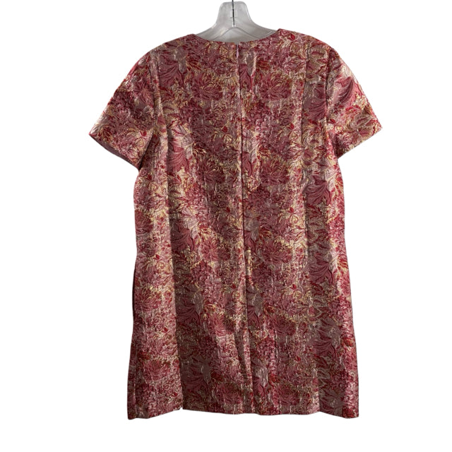 MESTIZA Size 8 Pink/Gold Brocade Short Sleeve Polyester Blend DRESS