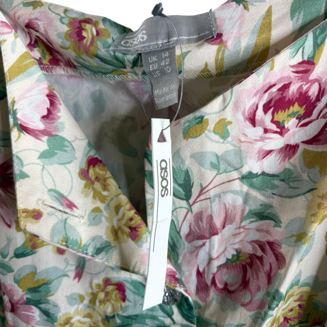ASOS Size 10 Cream/Pastel Floral Puff Sleeve NWT DRESS