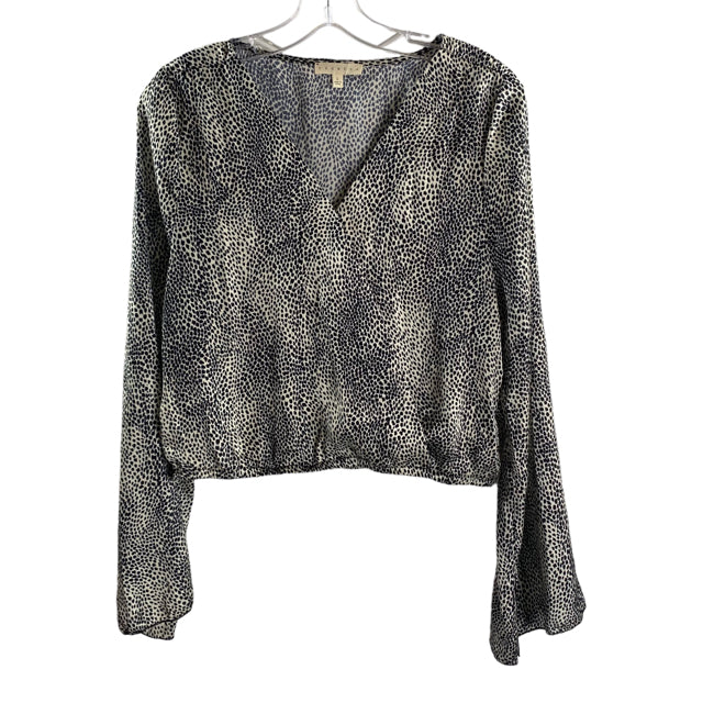 PROMESA Size LARGE Tan/Black Dots Wide BLOUSE