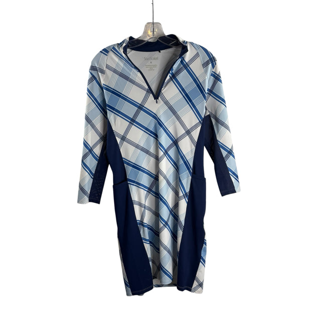 SAN SOLEIL Size SMALL Blue/White ACTIVE TOP