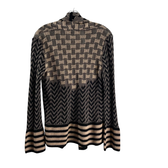 ALDO MARTIN'S Size 6 Cream/Black ZigZag Long Sleeve Open Front NWT SWEATER
