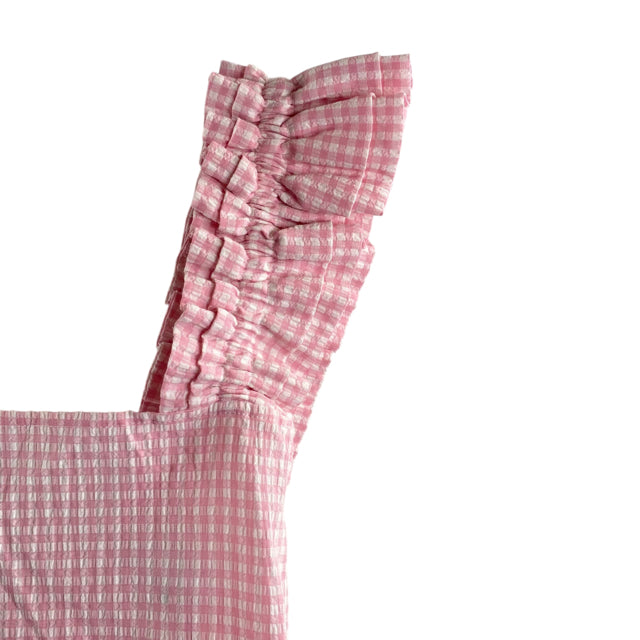 TAYLOR TILLMAN Size MEDIUM Pink/White Check Sleeveless Cotton Blend TOP
