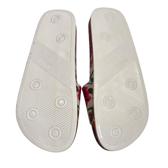 MELISSA Size 10 Cream/Pink Slide Floral SHOE