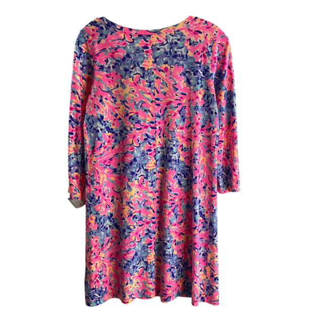 LILLY PULITZER Size X-SMALL Pink/Multi Floral 3/4 Sleeve Pima Cotton DRESS