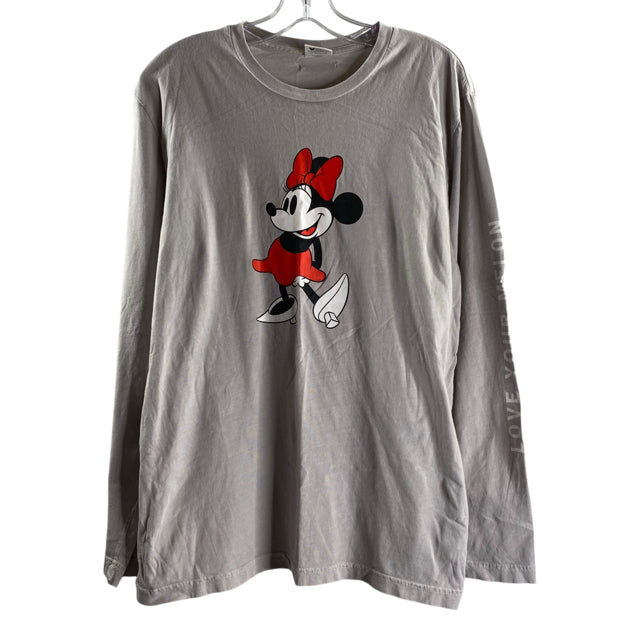 LOVE YOUR MELON Size MEDIUM Light Gray Long Sleeve Tee Cotton TOP