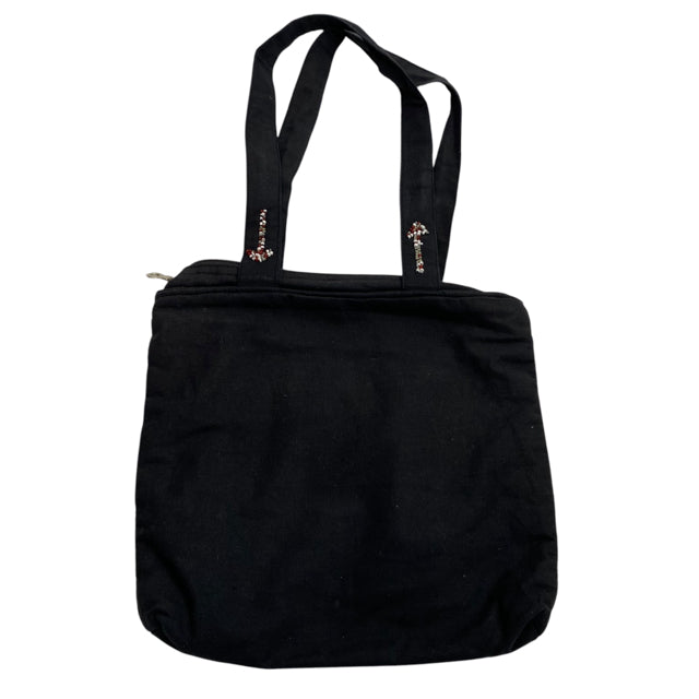 Black/White/Red Beaded Fabric Shoulder PURSE