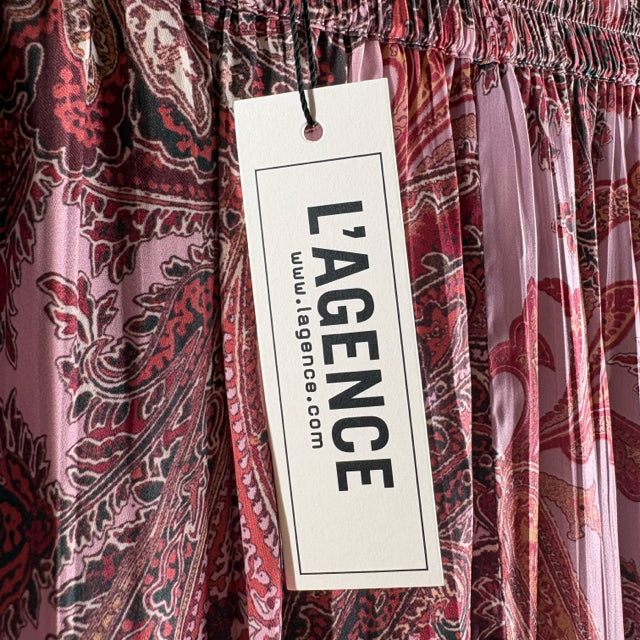 L'AGENCE Size SMALL Pink/Multi Paisley Elastic Waist Polyester NWT PANTS