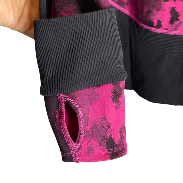 LULULEMON Size 8 Pink/Black Tie-Dye Hoodie ACTIVE TOP