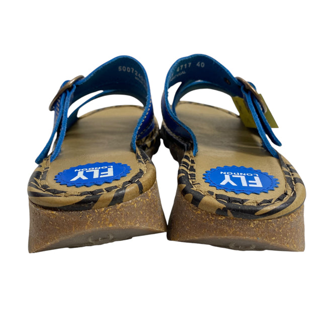 FLY LONDON Size 40 Bright Blue Sandal Leather NWT SHOE