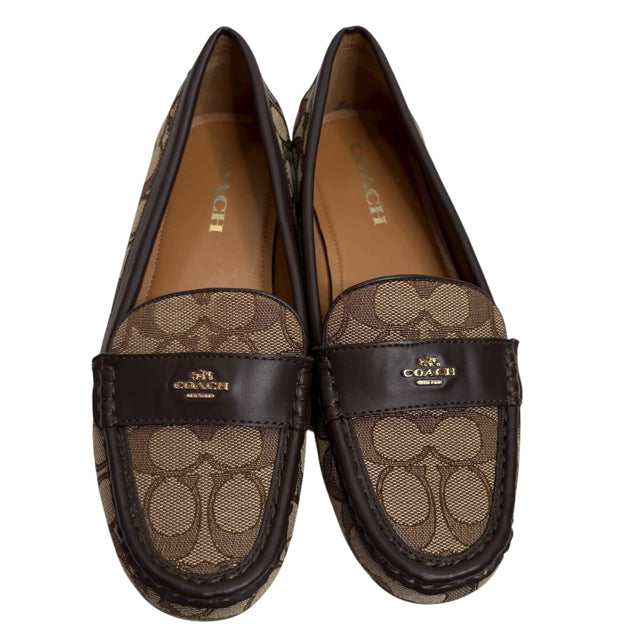 COACH Size 8 Brown/Tan Loafer Monogram SHOE