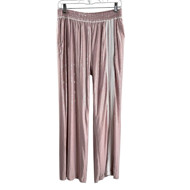 MAEVE Size X-SMALL Pink/White Sequin Wide Leg PANTS