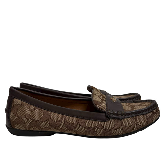 COACH Size 8 Brown/Tan Loafer Monogram SHOE