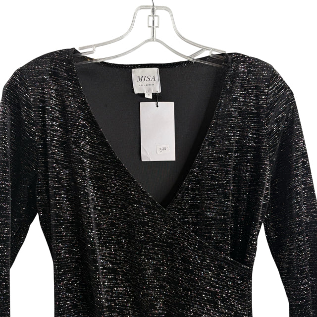 MISA Size SMALL Black Metallic Long Sleeve Velvet NWT DRESS