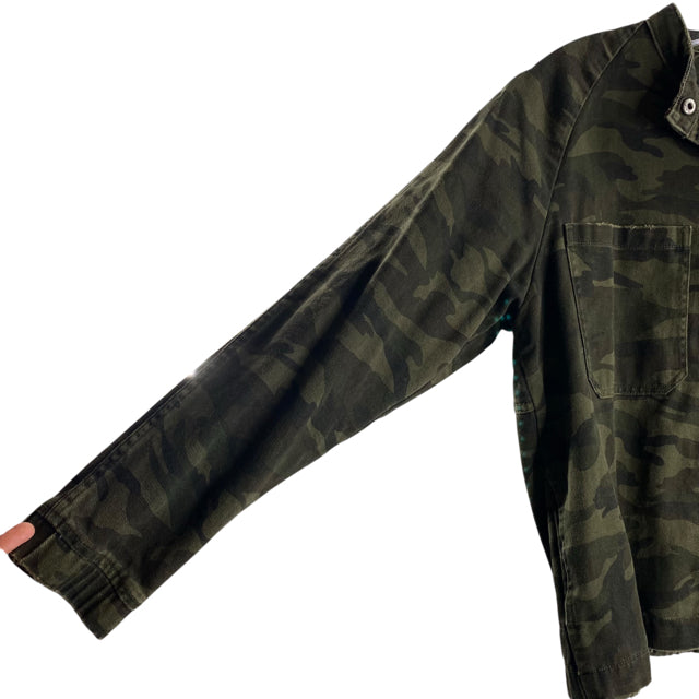 KUT Size SMALL Olive Camo Denim JACKET