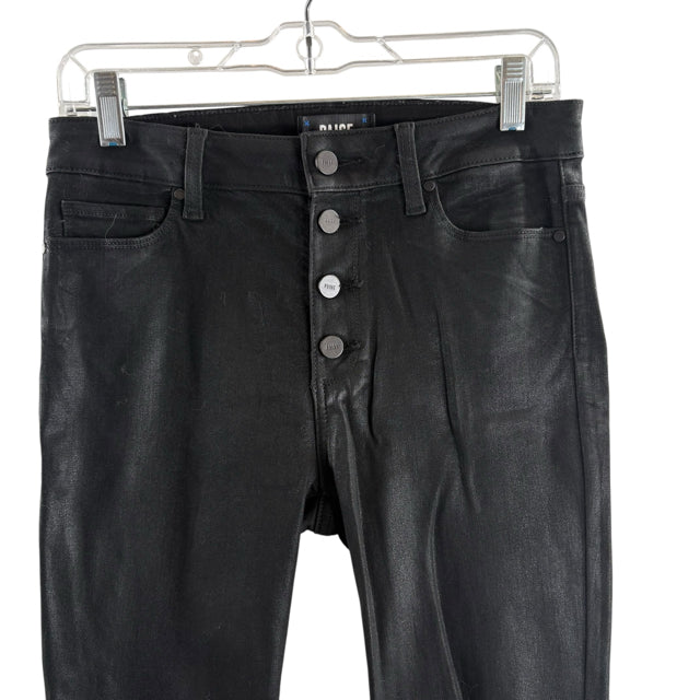 PAIGE Size 27 Black Coated Denim PANTS