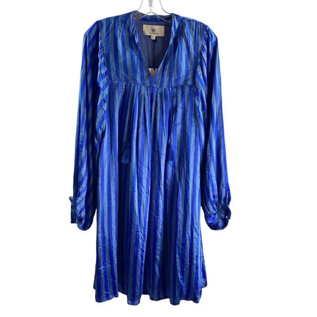 PRINTFRESH Size MEDIUM Blue Stripe Long Sleeve Cotton DRESS