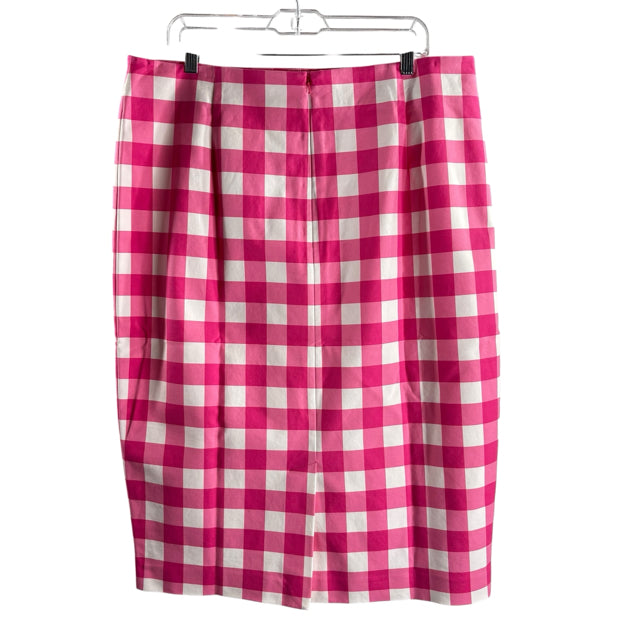 BODEN Size 16 LONG Pink/White Check NWT SKIRT