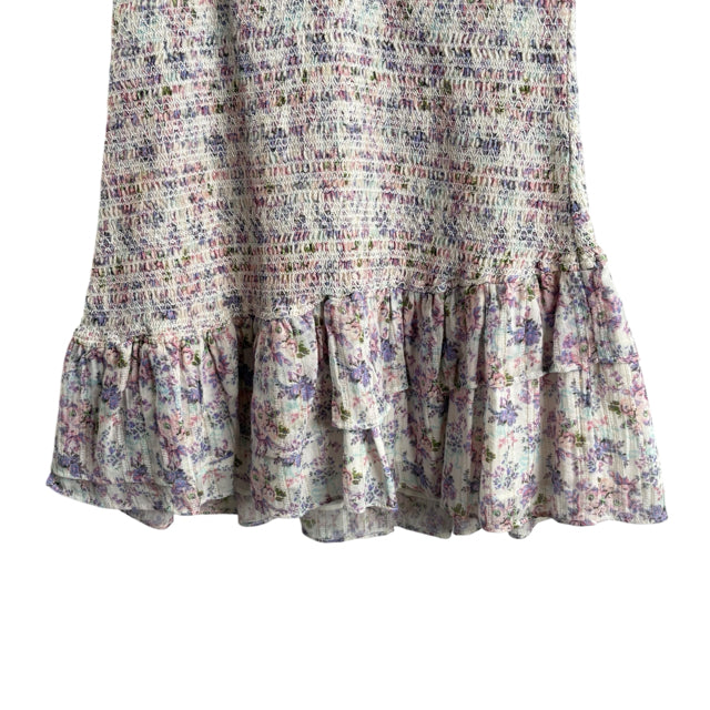 LOVESHACKFANCY Size MEDIUM Lavender/Multi Floral Short Sleeve NWT DRESS