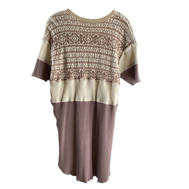 INTIMATELY FREE PEOPLE Size SMALL White/Pink Knit Details Short Sleeve DRESS