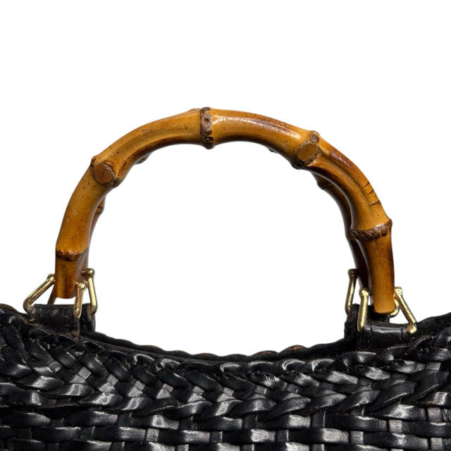 GUCCI Black Leather Weave PURSE