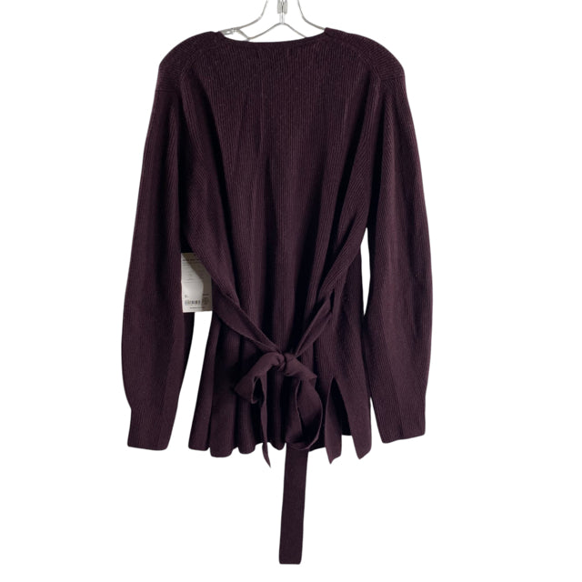 ATHLETA Size LARGE Plum Long Sleeve Wrap Front Merino Blend NWT SWEATER